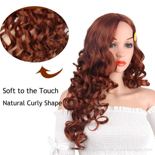 DTL Copper Red Fox Red Body Wave Synthetic High Temperature Fiber Silky Ladies Synthetic Wig Heat Resistant Synthetic Hair Wigs